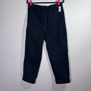 GAP Black Cargo Pants NWT Medium Elastic Waist Utility Workwear